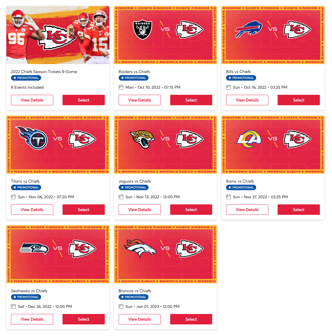 FeeFree, TaxFree KC Chiefs Tickets